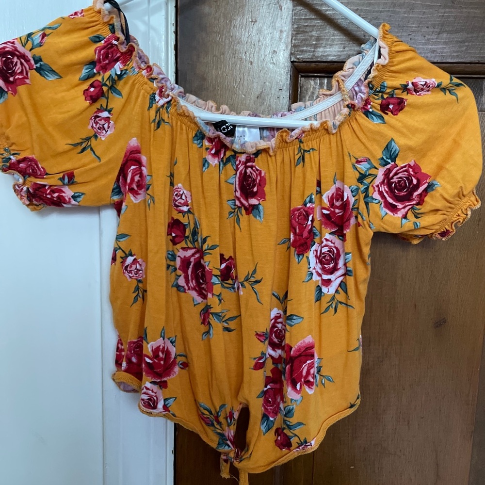 Divided By H&M Floral Scoop Neck Tie Front Size S